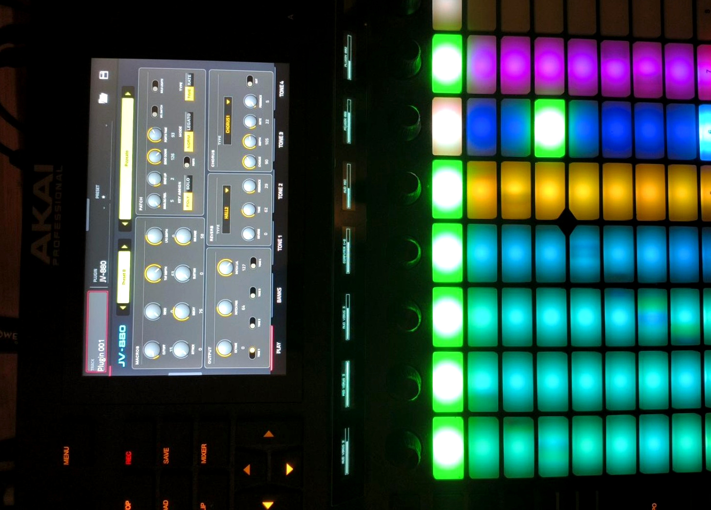 JV-880 controls on a physical Akai Force
