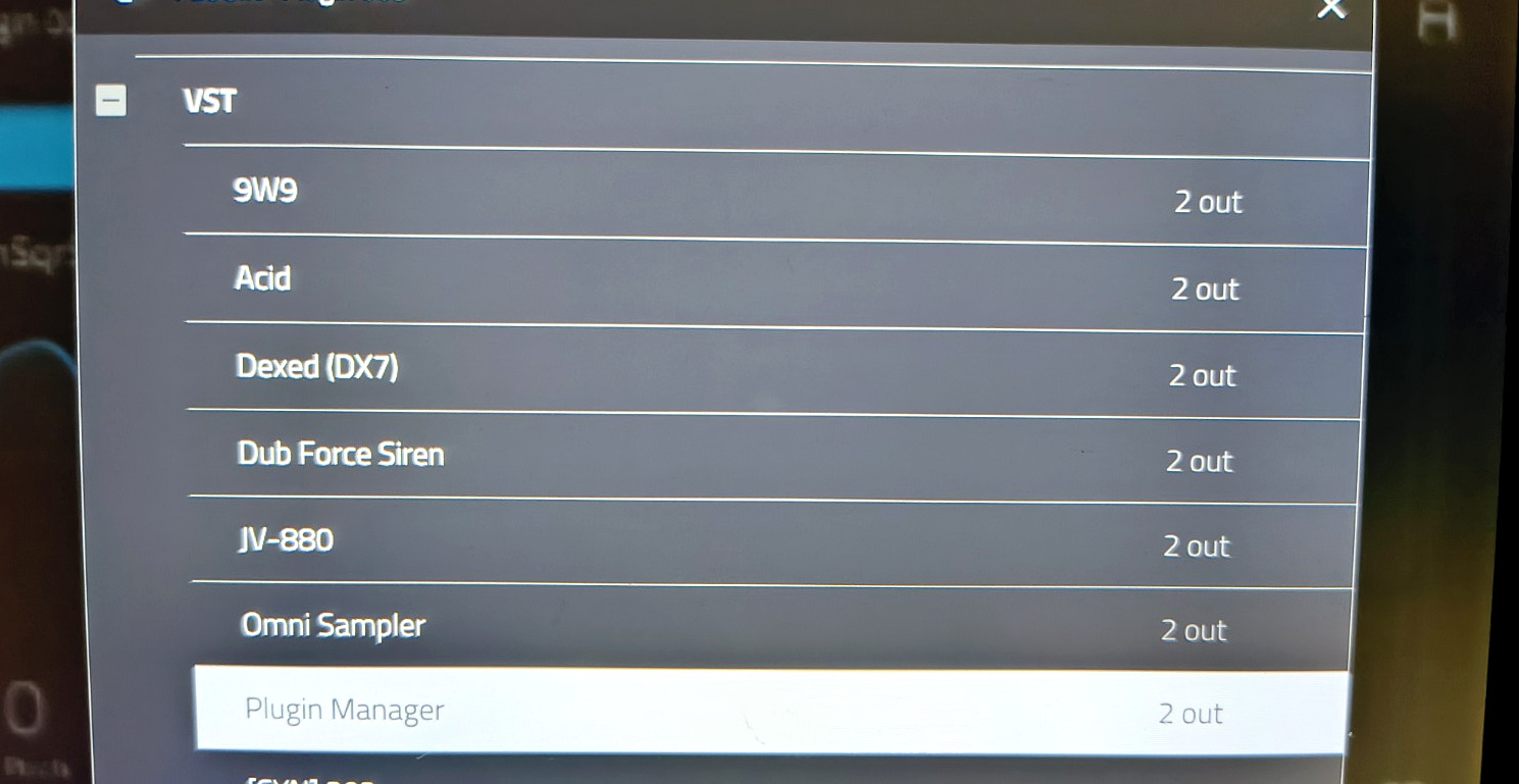 Open Plugin Manager on a physical Akai Force