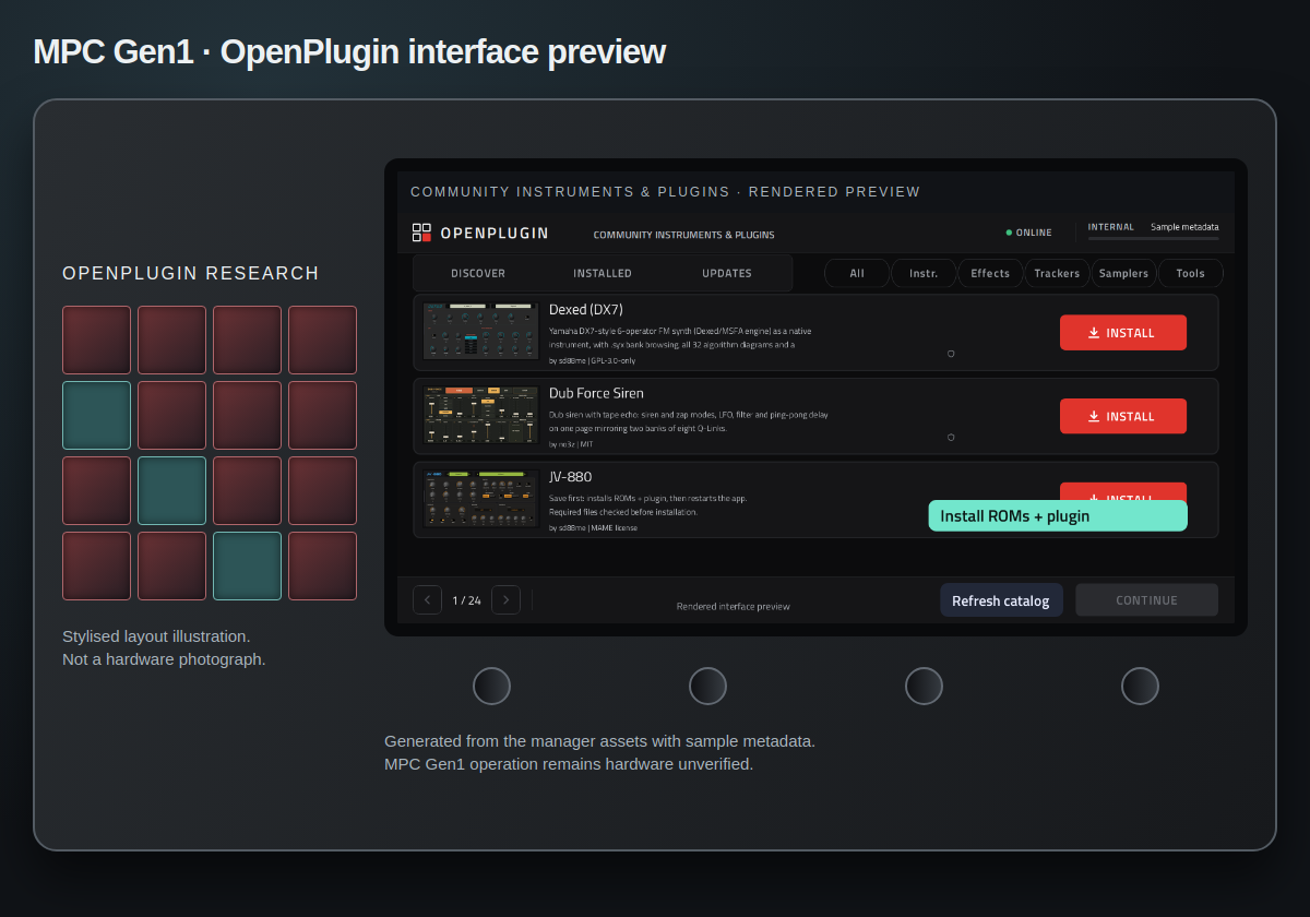 Rendered MPC Gen1 concept with the native manager interface
